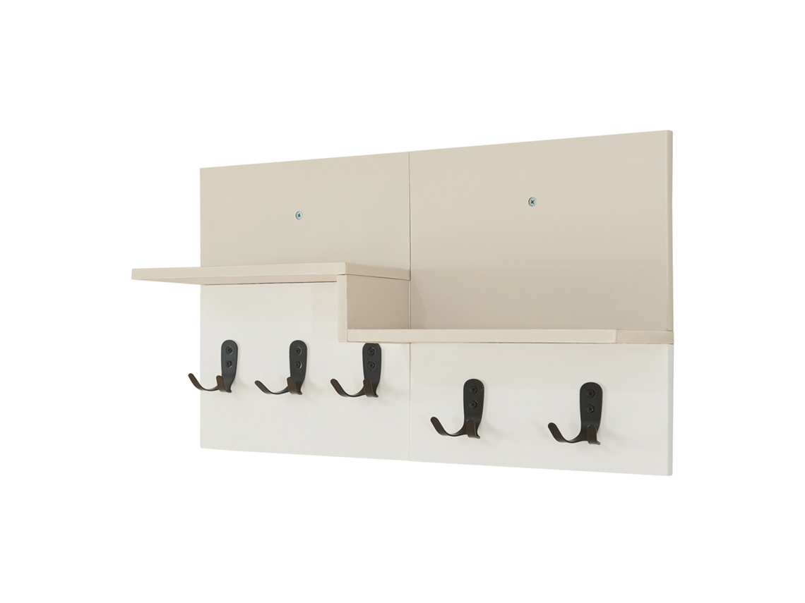 Perchero de pared Botaruvn con 2 estantes, 34x59x13 cm, beige/blanco, [EN.CASA]