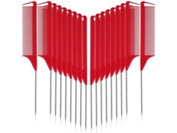 12 Peines Trenzadores De Acero Inoxidable Con Forma De Cola De Rata (rojos)