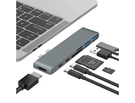 Hub Hdmi Usb-C Micro SD Thunderbolt para Macbook Air 13 2020 Gris Espacial ¡ANTIMPACTO!