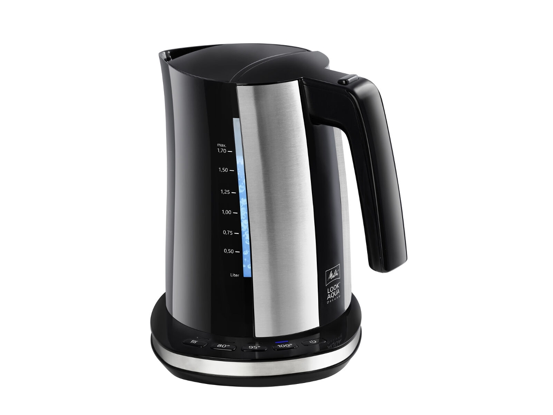 Hervidor y Tetera Eléctrica MELITTA LOOK AQUA DELUXE BLACK EU (Negro - Negro/Plateado - 230 V - 1,7 L)