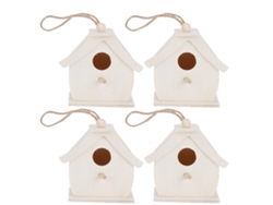 4 Mini Nidos Colgantes De Madera Para Pájaros, Ideales Para Decorar Jardines, Balcones Y Patios.