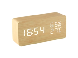 Reloj digital de madera, LED con pantalla de temperatura y humedad NEVEANCE