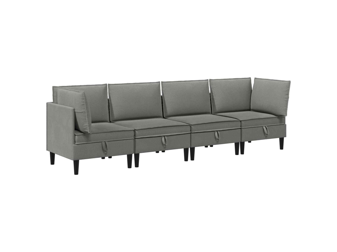 Juego De Muebles De Salón 4 Pcs Gris Oscuro Tela