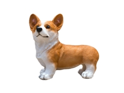 Estatua pequeña de corgi amarillo, resina, mesa de jardín