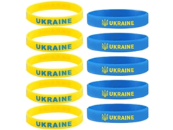2026 10 Pulseras con la Bandera Nacional de Ucrania, hechas de silicona suave multicolor - Regalo para amantes de la paz