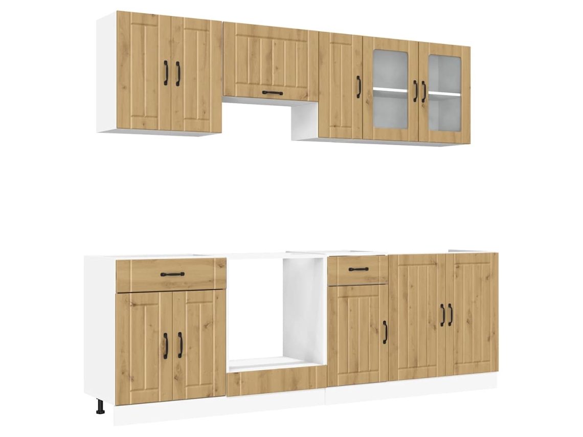 Juego de 8 gabinetes de cocina de roble artesanal EXCLUSIVO DE MAISON