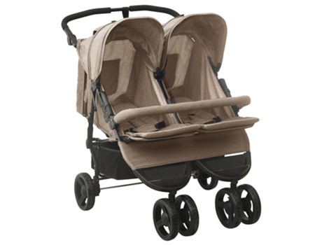vidaXL Carrito para gemelos de acero gris taupe