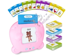 Máquina de tarjetas educativas, juguete inteligente para niños, 224 fichas (rosa, completamente en inglés)