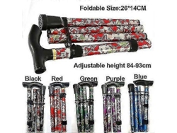 Bastón plegable navideño ajustable de aluminio con diseño floral para senderismo y acampada. Antideslizante. Ayuda para la movilidad.