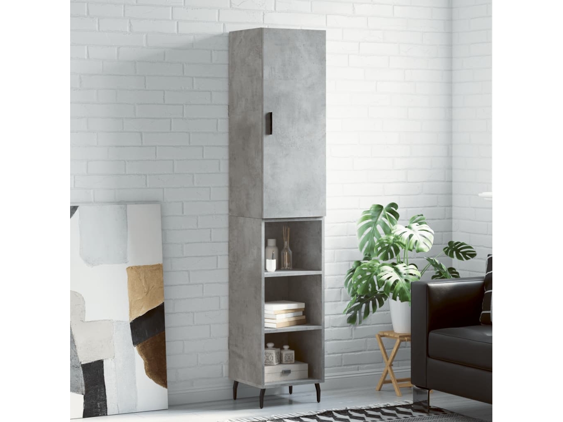 Aparador De Madera Contrachapada Gris Hormigón 34,5x34x180 Cm