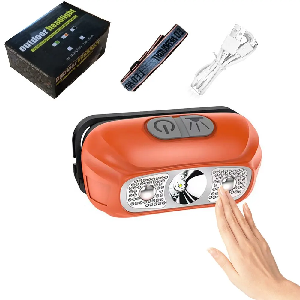 Linterna Frontal Con Sensor - Alto Brillo - Recargable - Cob - Impermeable - Adecuada Para Pesca, Camping Y Ciclismo