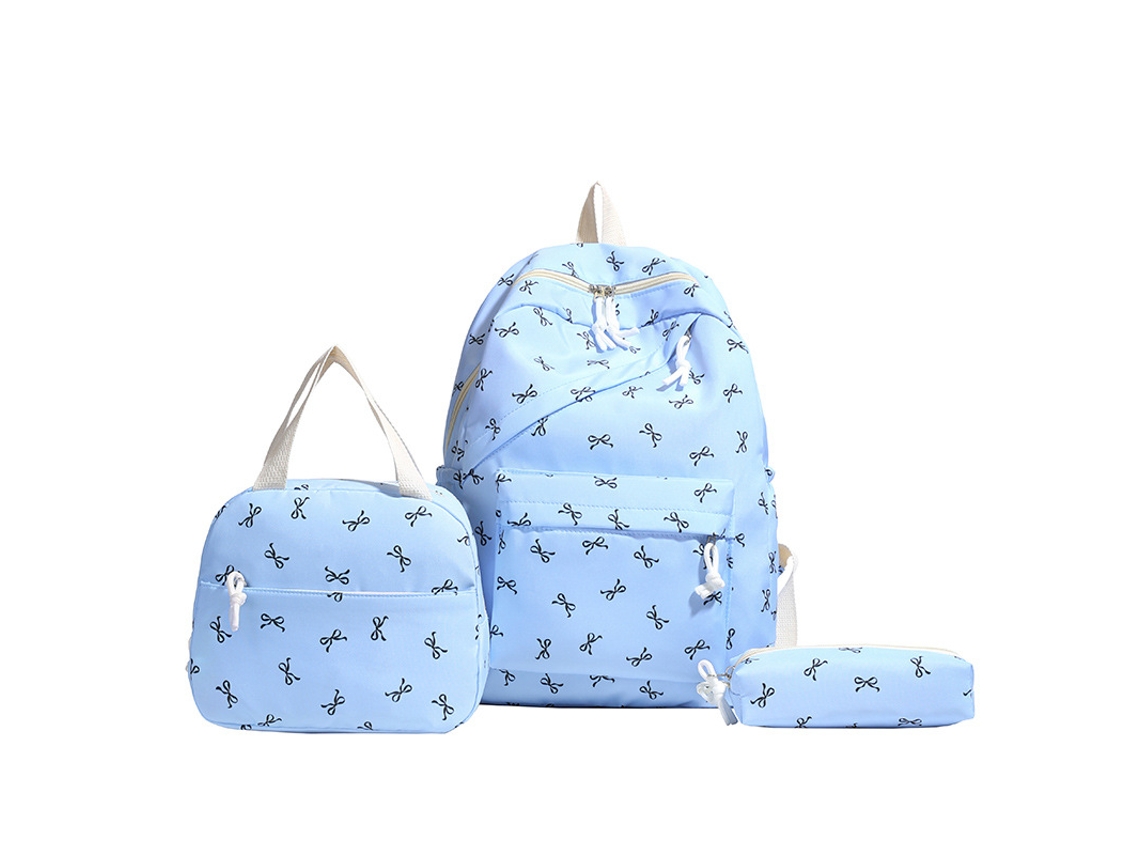 Conjunto De Mochila De 3 Peças Para Mulher, Para Alunos Do Ensino Básico E Secundário Azul Hexinyigjly