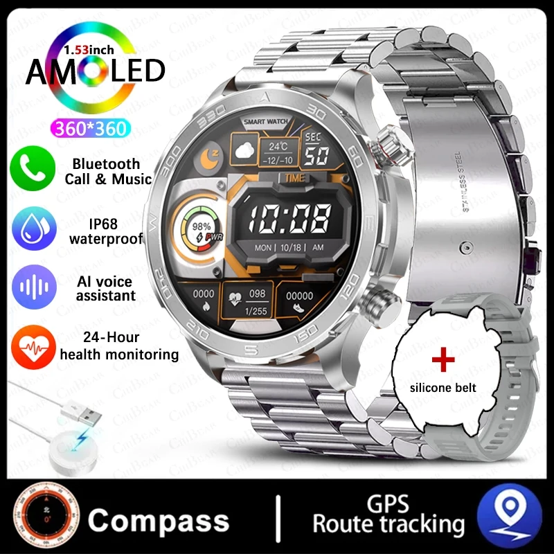 Reloj inteligente con monitor de frecuencia cardíaca, monitor de actividad física, resistente al agua y llamadas Bluetooth MDUG (plateado) | MDUG