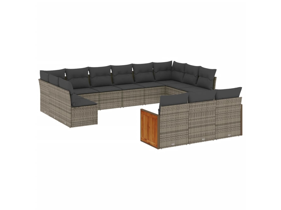 Maison Exclusive - Set Sofás De Jardín Con Cojines 13 Piezas Ratán Sintético Gris