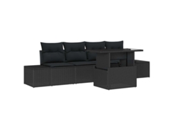 Maison Exclusive - Conjunto de sofás de jardín de 5 piezas en color negro con cojines ajustables