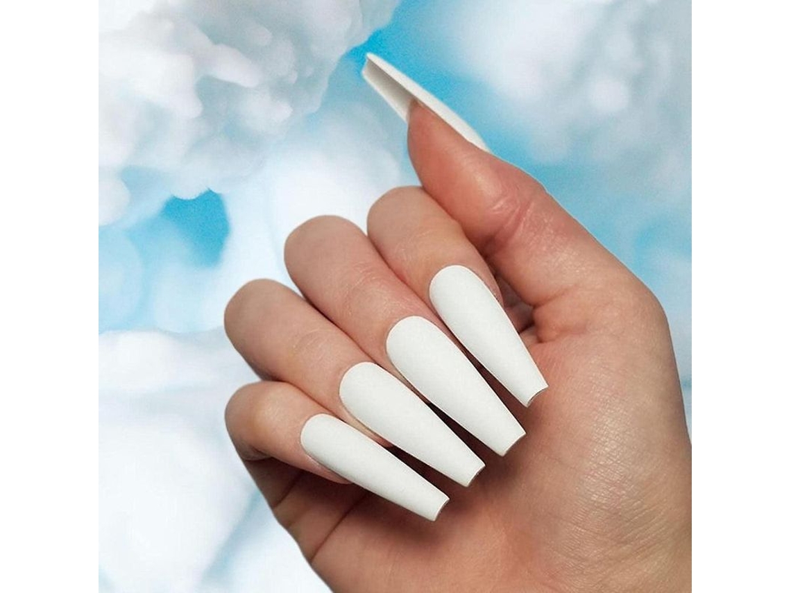Uñas Postizas Largas De Acrílico Mate Estilo Bailarina, 24 Unidades, De Presión, Varios Tamaños.