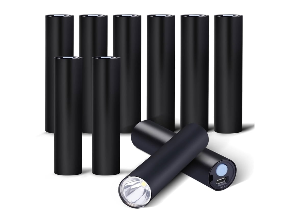 Paquete de 10 linternas recargables a granel Linternas LED pequeñas Juego de mini linternas de bolsillo Linternas portátiles de aluminio DIGITALLAB