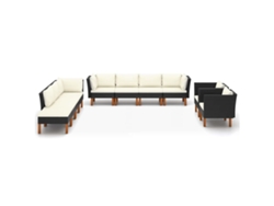 Maison Exclusive - Set Muebles De Jardín 10 Pzas Ratán Sintético Eucalipto Negro
