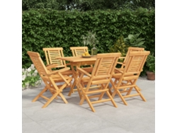 Juego de comedor de jardín de 7 piezas en madera maciza de teca DKD Home Decor