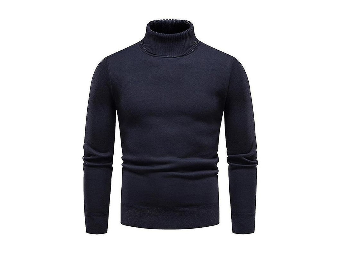2026-jersey Hombre Cuello Alto Liso Slim Fit Invierno Tejido Grueso Calient 3xl Azul Marino