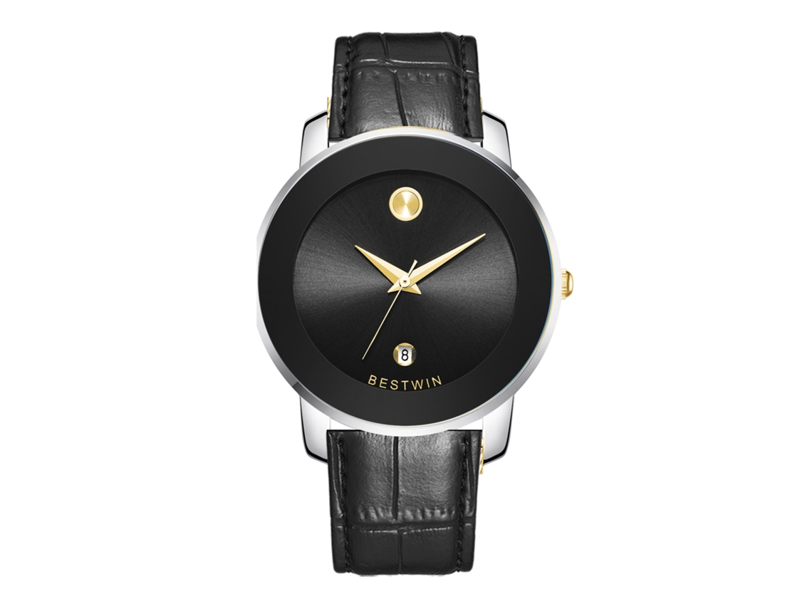 Reloj De Cuarzo Para Hombre (con Correa De Cuero Blanco Y Negro)