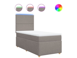 Cama Box Spring VIDAXL Gris Topo Tela (80x200cm)