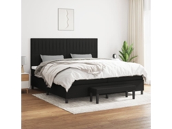 Cama Box Spring Con Colchón Tela Negro 200x200 Cm