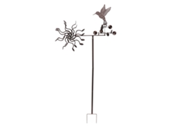 Carrete metálico con forma de colibrí y torreta de viento para jardín o patio | Sin marca
