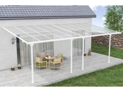 Cazeboo Pérgola Cubierta para Terraza de Aluminio Premium, blanco 6x3 m KLEO