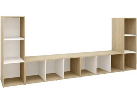 Conjunto 4 Mueble para la televisión VIDAXL Blanco Madera contrachapada (107x35x37 cm)