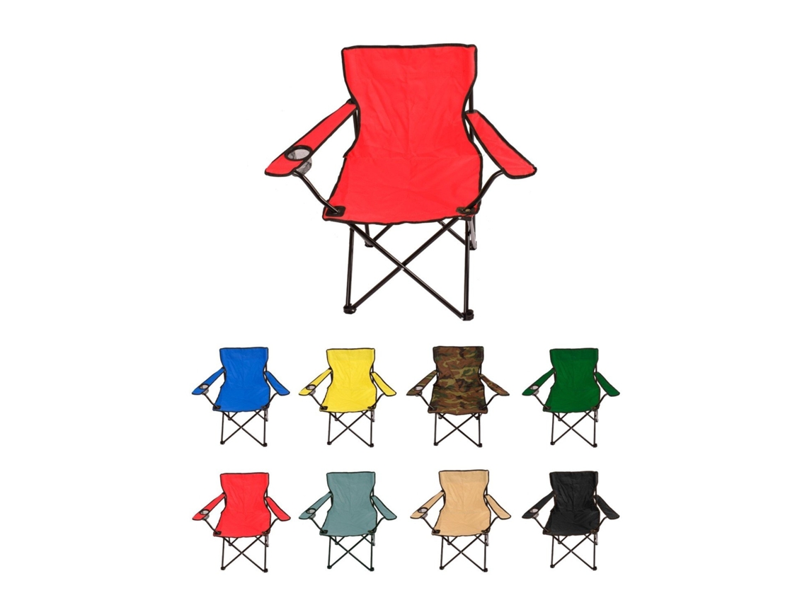 Silla De Camping Plegable De Acero Con Reposabrazos Y Funda Con Asas- 80x80x50 Cm, Resistente Al Agua - Ideal Para Exterior Roja Unidad