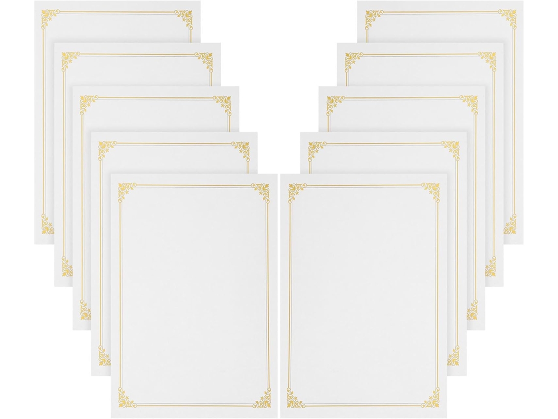Papel Para Certificados Dorados A4 En Blanco, 10 Unidades, Multifuncional Diplomático