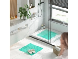 Alfombrilla Antideslizante Para El Baño, Alfombrilla Cuadrada Con Ventosas, 53 X 53 Cm, Antimohos, Lavable A Máquina, Color Verde