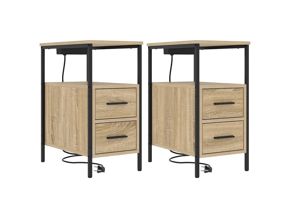 Maison Exclusive - Armario De Noche Con Cajón 2 Pcs Roble Sonoma 30 X 48 X 61 Cm