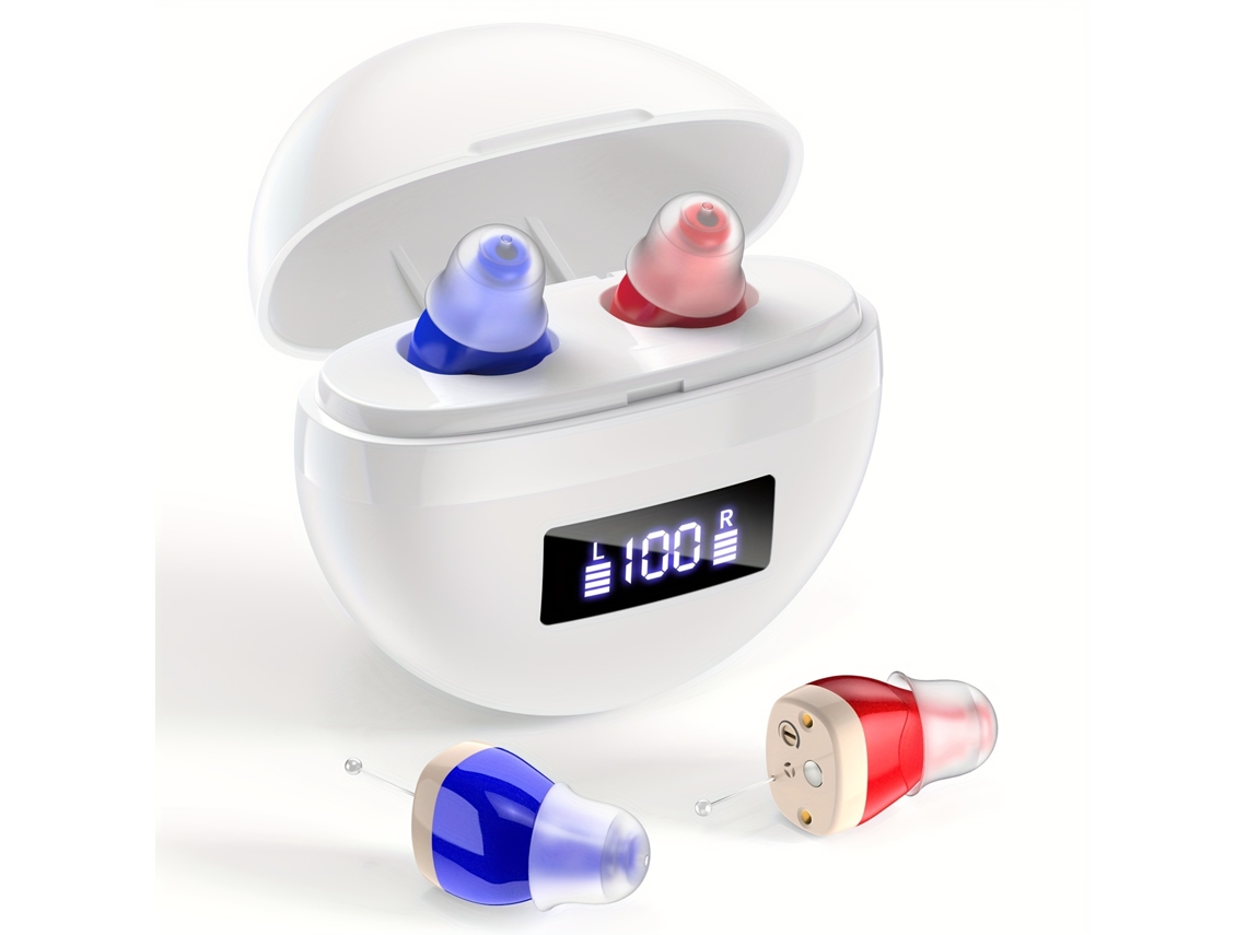 Aparelhos Auditivos Mini Amplificador De Som Com Redução De Ruído Com Display Digital Para Idosos (branco) Czhhmart