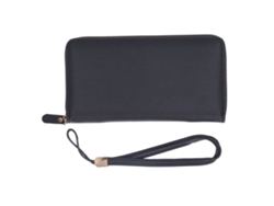 Cartera ancha de hombre en piel sintética, con compartimento para móvil, 18 ranuras para tarjetas, monedero, bolsillo con cremallera y correa para el hombro.