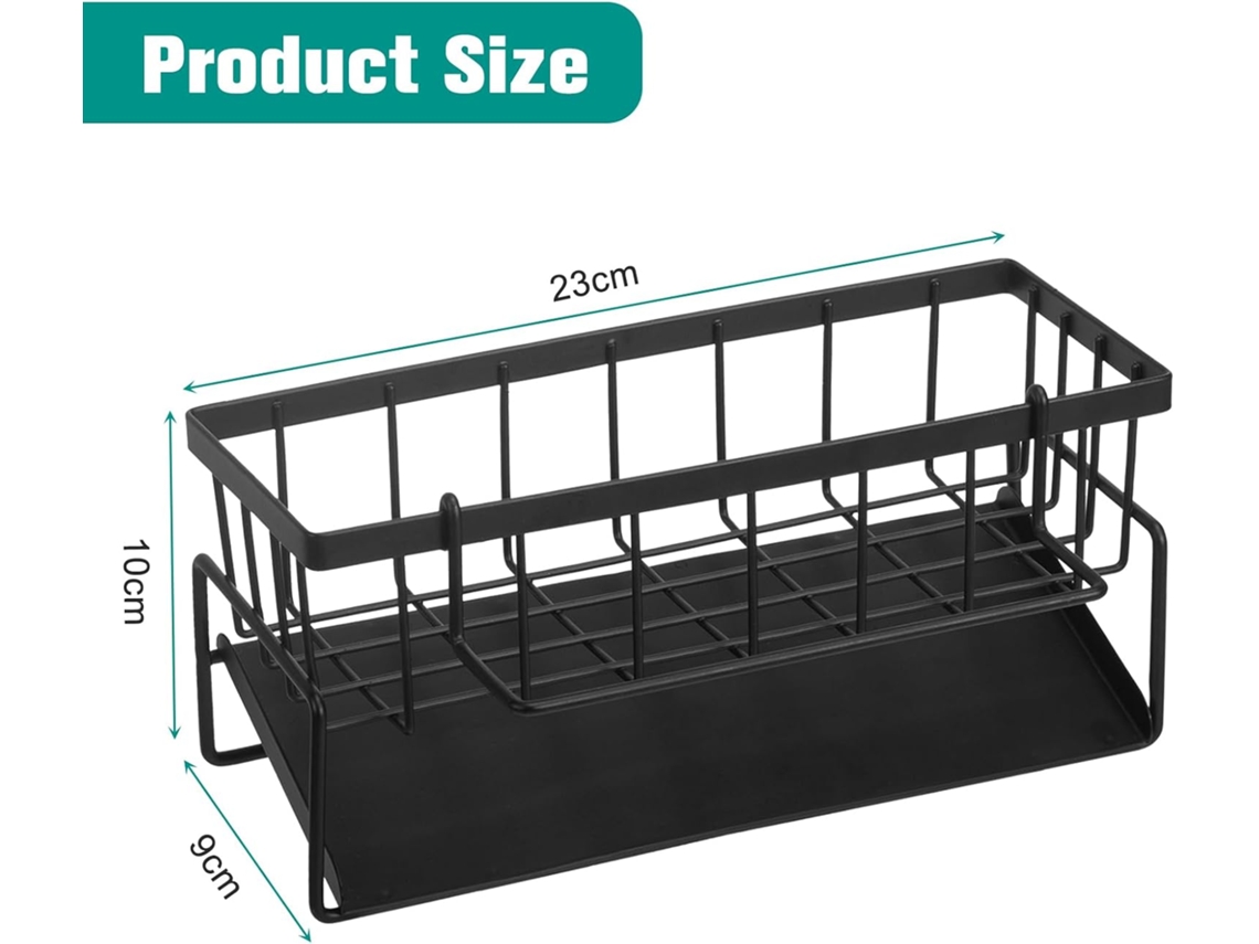 Organizador Lavabo De Acero Inoxidable Con Bandeja Para Esponjas, Negro