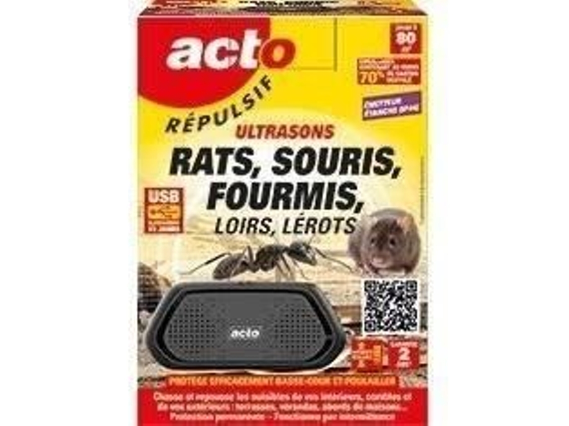 Repelente ultrasónico Acto para ratas, ratones y hormigas 80 m²