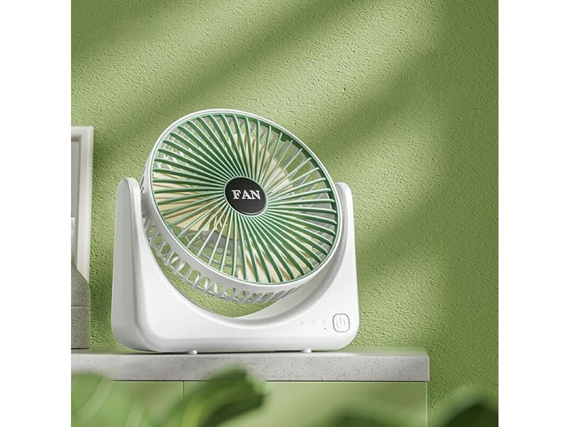 Ventilador portátil Digitallab con ajuste de volumen de aire de varias velocidades, ajustable hacia arriba y hacia abajo, recargable (verde)