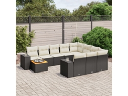 Conjunto de sofás de jardín de 11 piezas DKD Home Decor con cojines de mimbre negros