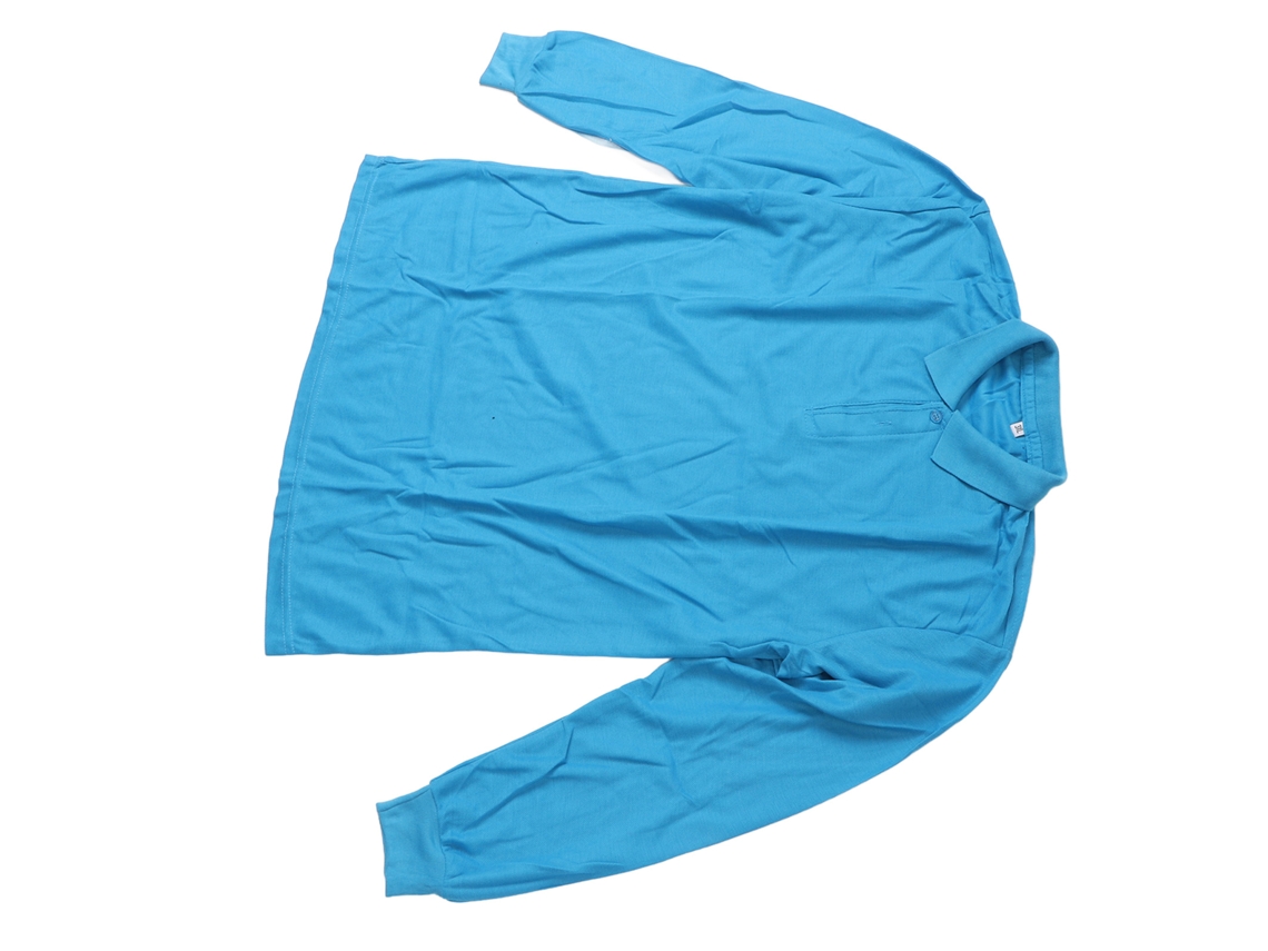 Camiseta De Trabajo De Manga Larga Azul Pavo Real Con Cuello Caído, Talla Xxxl