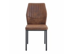 Juego de 4 sillas de comedor ligeras - Respaldo de tela técnica marrón con estampado vertical + Patas de metal negro