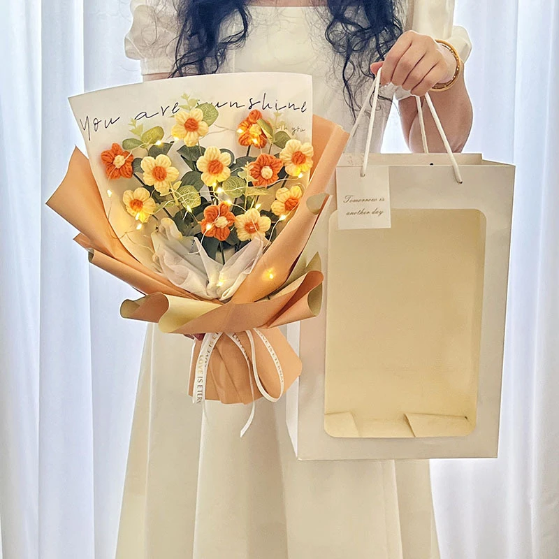 Flores De Graduación Tejidas A Crochet, Regalos De Flores Preservadas Hechas A Mano