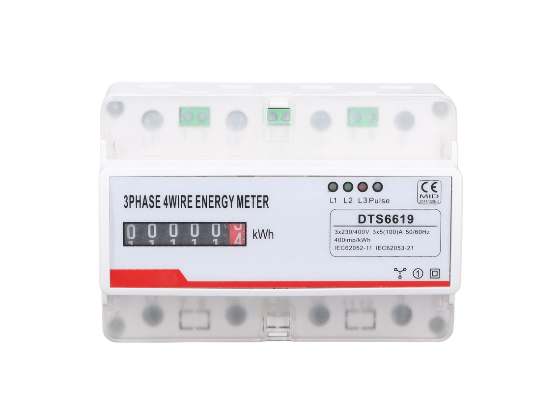 Medidor De Consumo De Energía Trifásico De 4 Hilos Para Riel Din De 35 Mm Para Monitorización Doméstica 230/400v