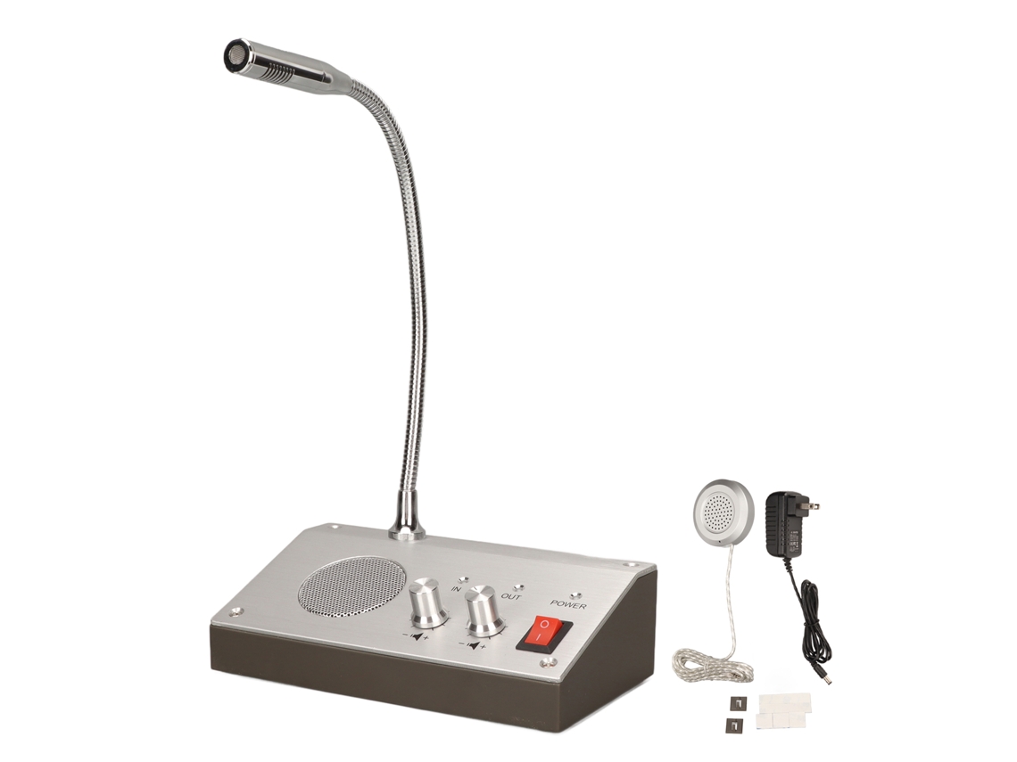 Sistema De Intercomunicación Para Ventana Con Altavoz, Estilo Banco, Control Automático, 100-240 V, Enchufe Estadounidense, Color Plata.