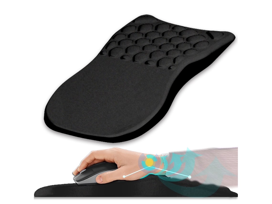 Alfombrilla ergonómica para ratón para aliviar el dolor de muñeca, negra, tamaño Stelasplen