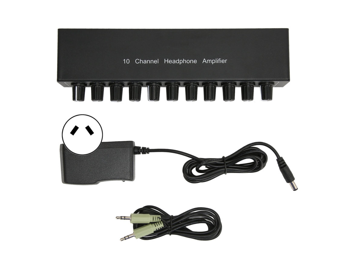 Amplificador De Fone De Ouvido 1 Entrada 10 Saídas 3.5mm Estéreo Com Controle De Volume Au Plug 100-240v
