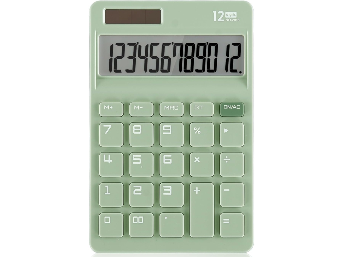Calculadora de escritorio para uso doméstico y de oficina, color verde. Sfushos