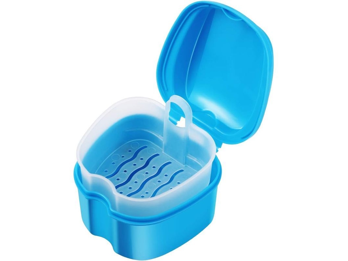 Estuche De Almacenamiento Para Prótesis Dentales Con Diseño De Malla Azul Claro