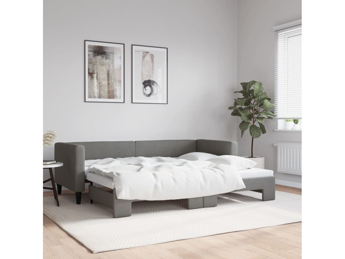 Sofá Cama Nido Tela Gris Oscuro 80x200 Cm